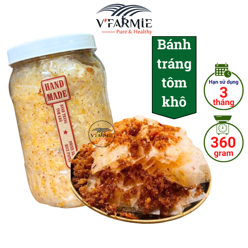 Bánh tráng tôm khô cháy tỏi hũ 360g mềm ngon