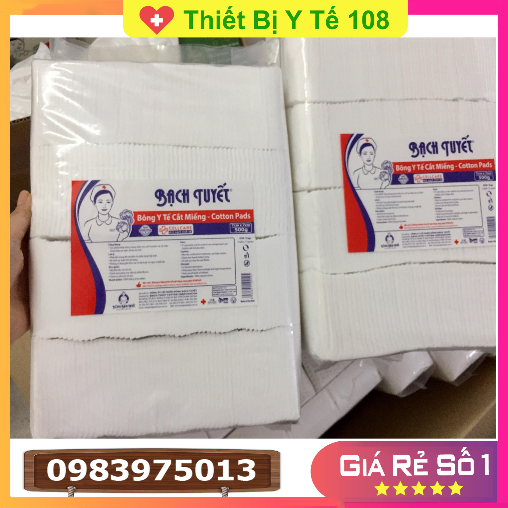 Bông Y Tế Bạch Tuyết Cắt Sẵn [7x7cm],[10x10cm]