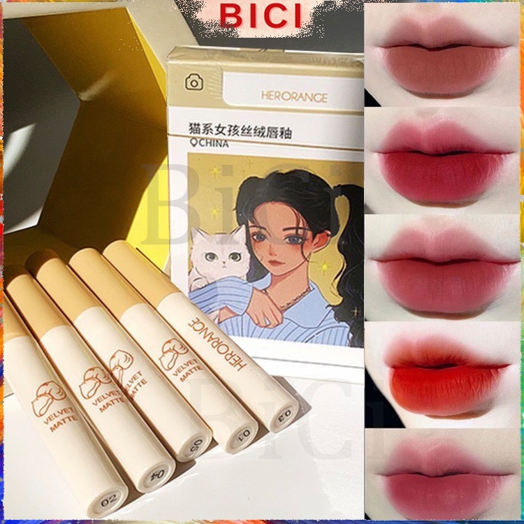 Set 5 cây son herorange hot girl ôm mèo nội địa trung