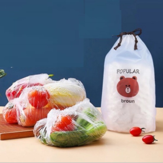Màng bọc thực phẩm co giãn siêu dai có chun hình túi gấu set 100c