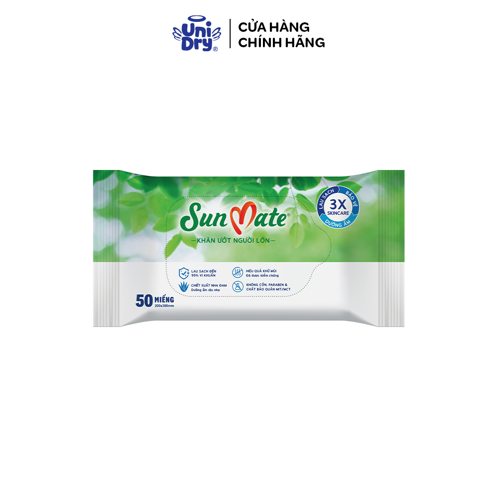 Quà tặng không bán - khăn ướt sunmate mới chiết xuất nha đam - gói 50 miếng