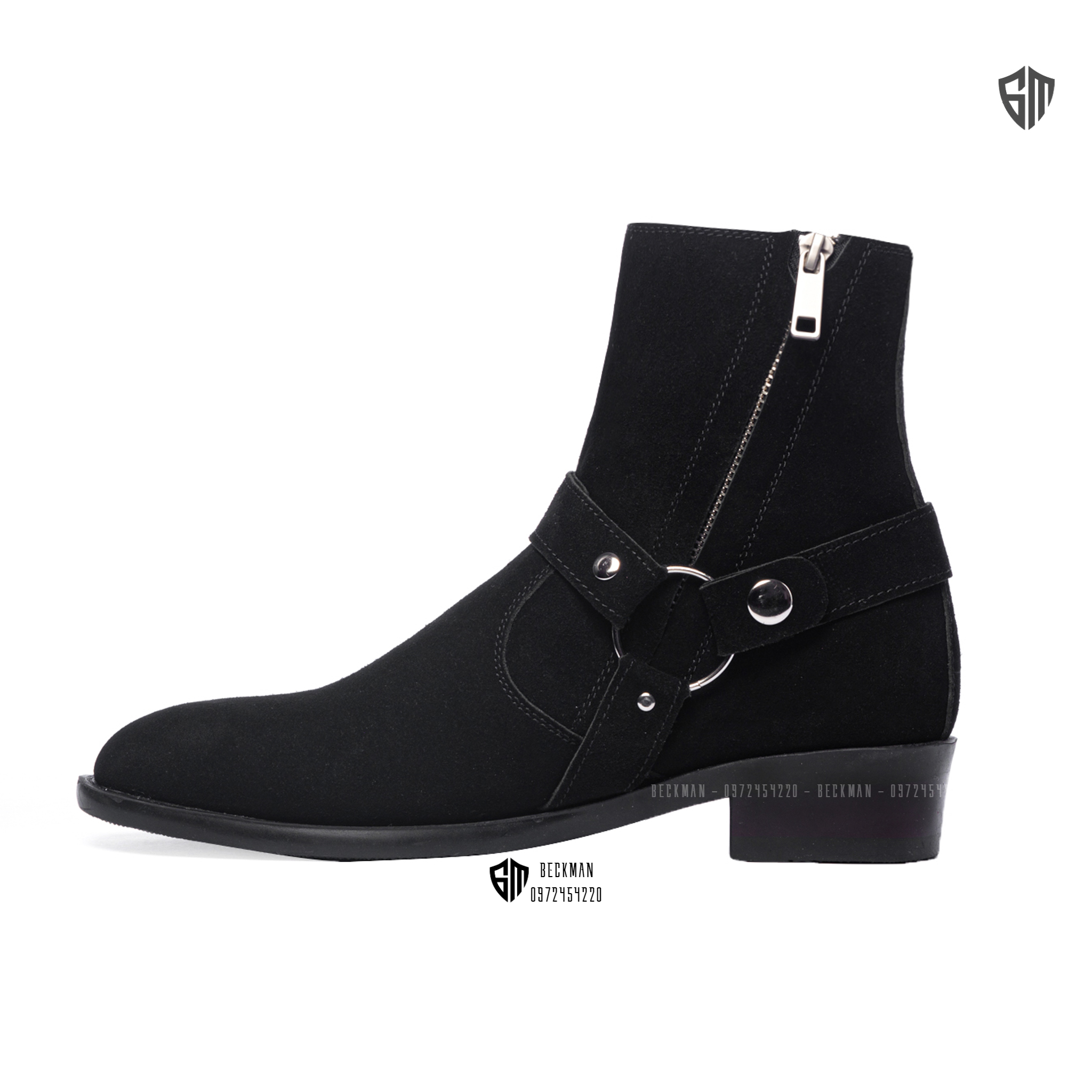 Giày nam Harness Boots Da Bò Lộn Đế Cao Su BẢO HÀNH 12 THÁNG (Tặng Lót Đế)