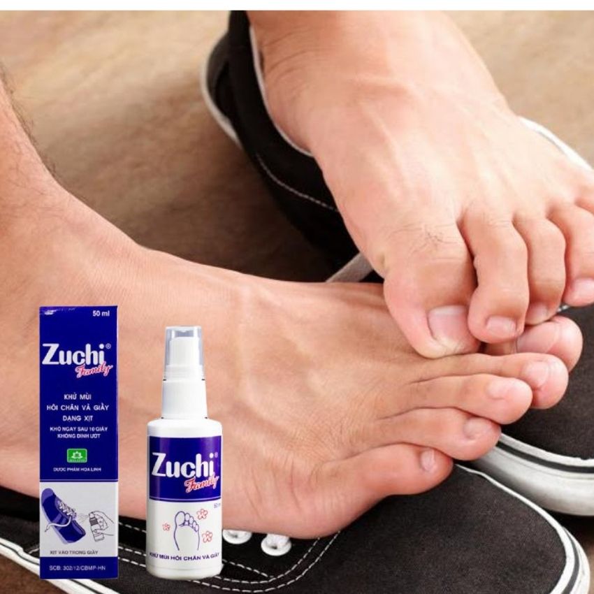 Khử mùi hôi chân và giày dạng xịt zuchi 50ml, sạch sẽ, khô thoáng, dễ chịu khi đi giầy