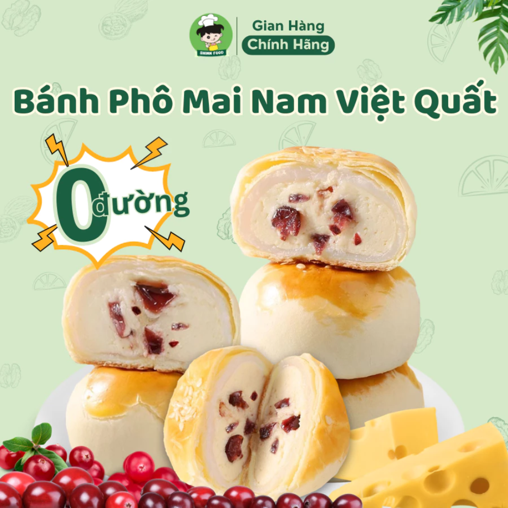 Bánh Phô Mai Nam Việt Quất Không Đường Ít Calo Shin Food, Bánh Mochi Phô Mai Nhân Nam Việt Quất Ăn Ngon Giảm Cân Healthy
