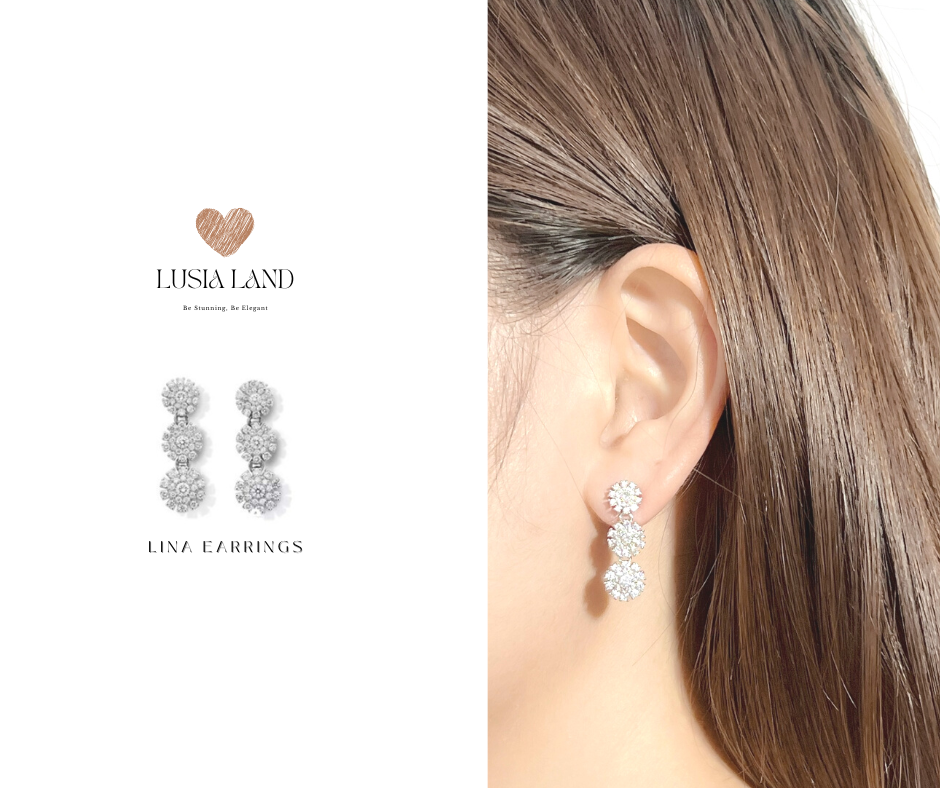 Khuyên tai bạc 925 cao cấp đính đá hình bông hoa - Lina Earrings