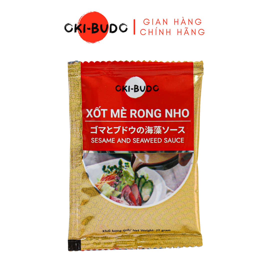 Xốt Mè Rong Nho OKI-BUDO Gói Lẻ Tiện Lợi 15 ml & 25 ml - Nước Chấm Rong Nho, Salad Rau Củ Quả