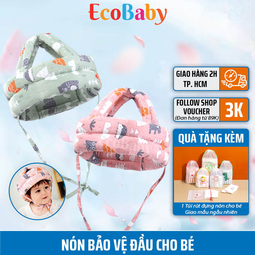  Mũ bảo vệ đầu cho bé mũ bảo hiểm an toàn cho bé tập đi tập bò chống va chạm mạnh nón bảo vệ an toàn cho bé nhiều họa tiết - ECOBABY 