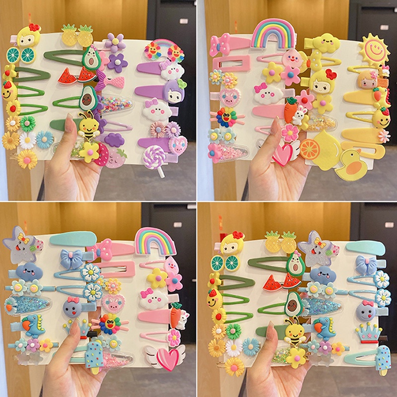 Set 14 kẹp tóc hoạt hình xinh xắn cho bé gái phụ kiện tóc bé gái đáng yêu