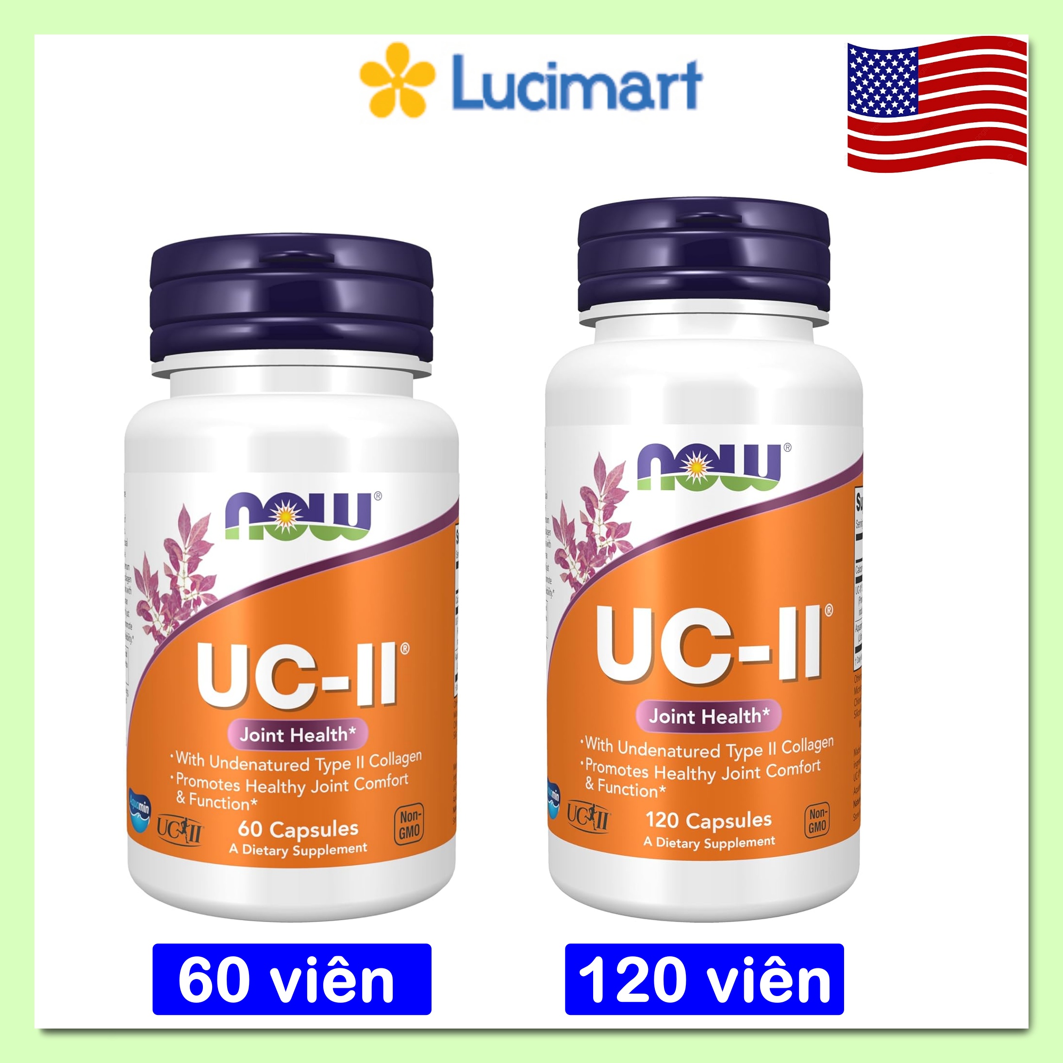  Viên uống bổ sung Collagen UC-II Now Foods hũ 60 viên   120 viên  Hàng Mỹ  