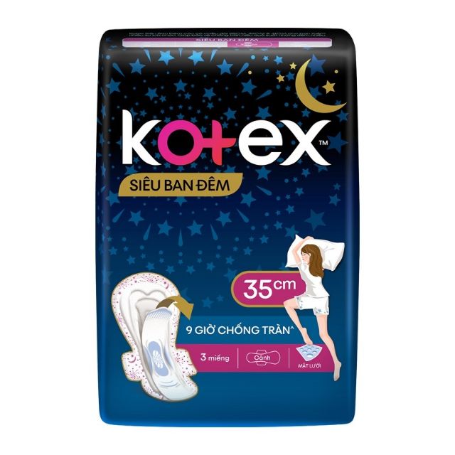 FREESHIP MAX Lốc 8 gói băng vệ sinh Kotex siêu ban đêm siêu mỏng cánh 35