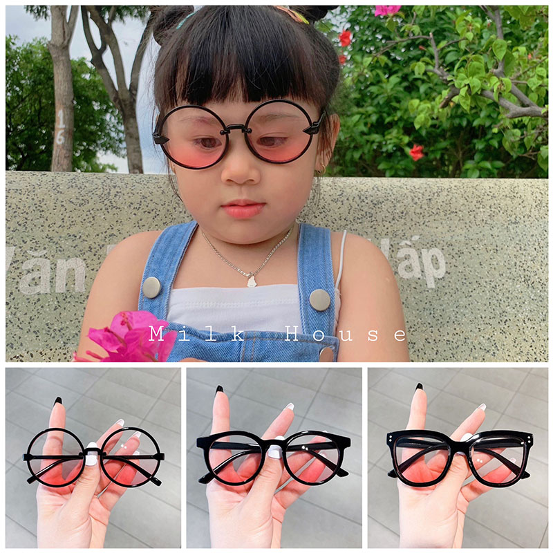 Mắt kính má hồng, mắt kính thời trang phong cách hàn quốc cực dễ thương cho bé