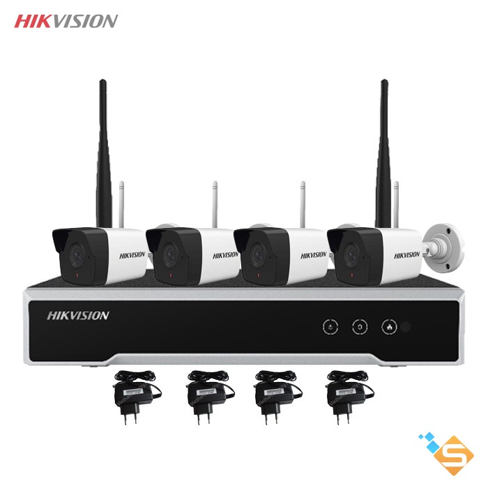Bộ kit 4 camera ip wifi 2mp full hd hikvision - nk42w0 gồm: 4 camera wi-fi + 1 nvr
