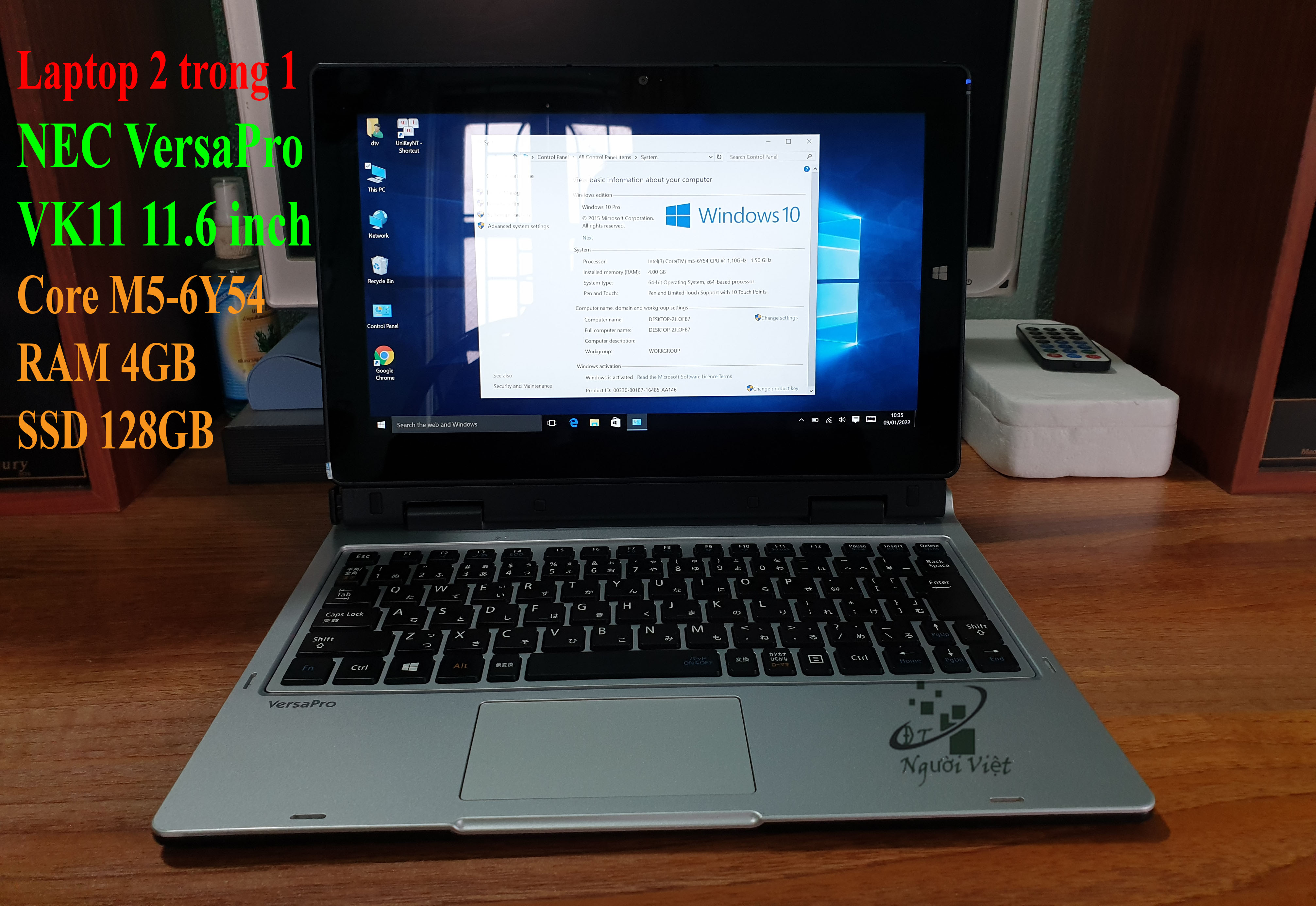 Laptop 2 trong 1 kiêm máy tính bảng Nec VersaPro VK11 Core M5 6Y54, 4GB RAM, 128GB SSD, 11.6 inch Fu