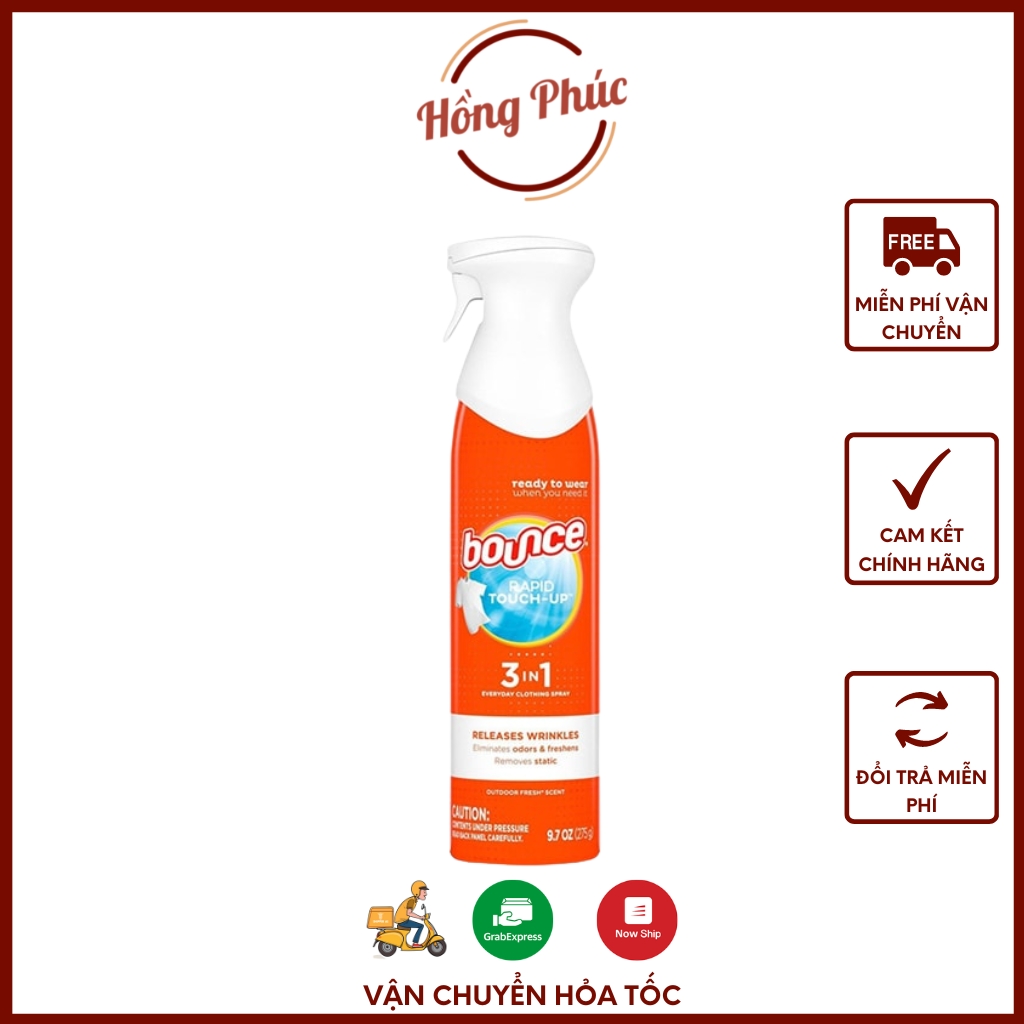 Xịt thơm và làm phẳng quần áo Bounce Rapid Touch Up 275g