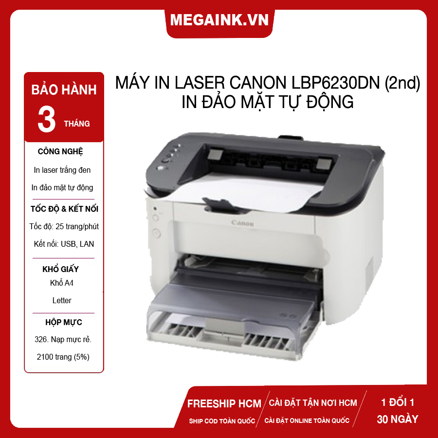 Thanh lý máy in laser in đảo mặt 2 mặt tự động - nhỏ gọn - hỗ trợ in qua mạng canon lbp6230dn