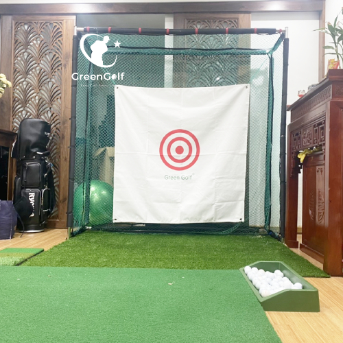 Khung tập golf inox 2x2x0.5m_ khung golf lắp ghép_ lưới may viền
