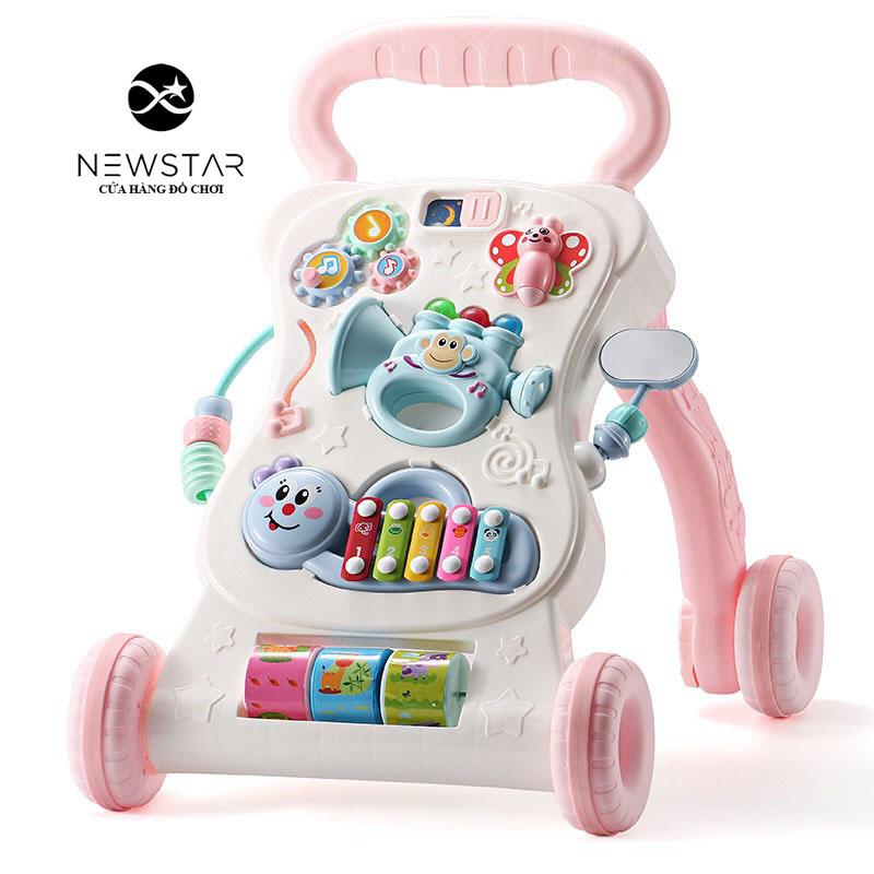 [GIÁ SIÊU RẺ] Xe tập đi chống vòng kiềng kèm bàn chơi phát nhạc nội địa Trung (2 trong 1) - kèm bình nước chống lật