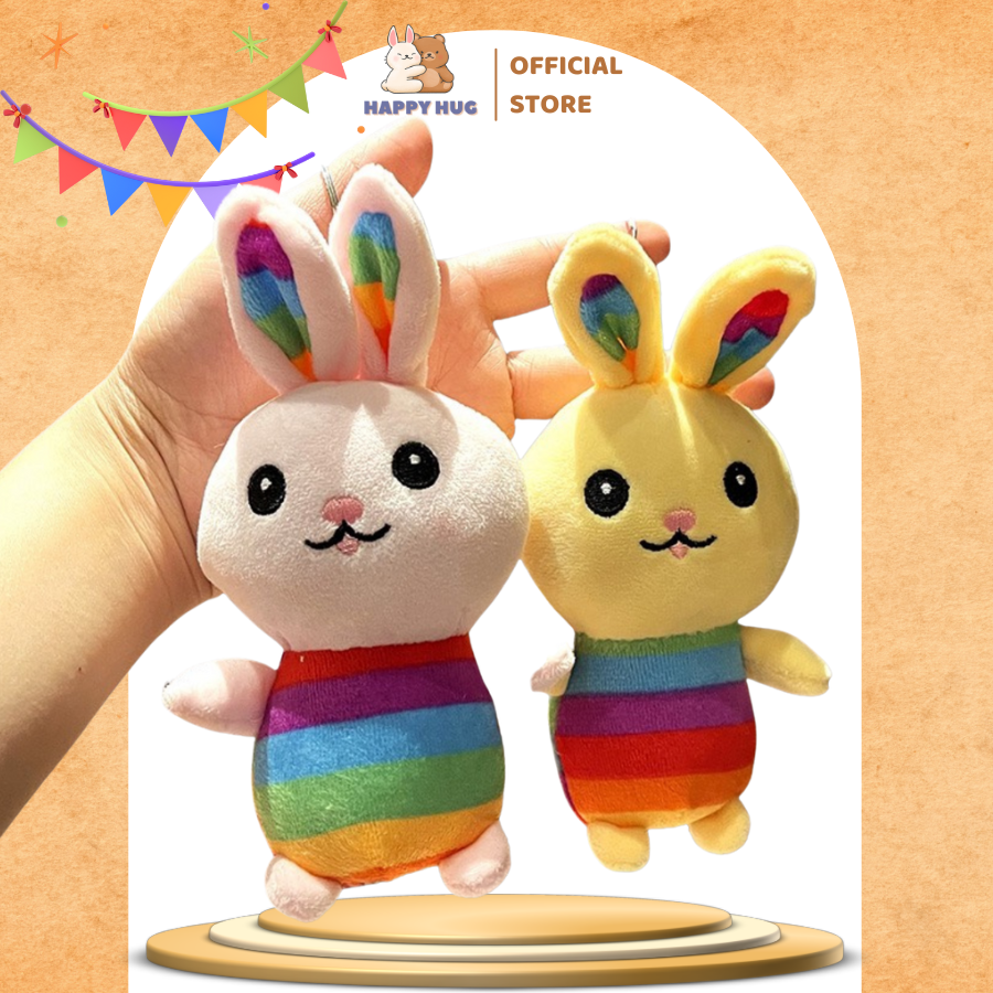 Móc khóa thỏ bông mặc áo dễ thương size 17cm - Gấu Bông Happy Hug