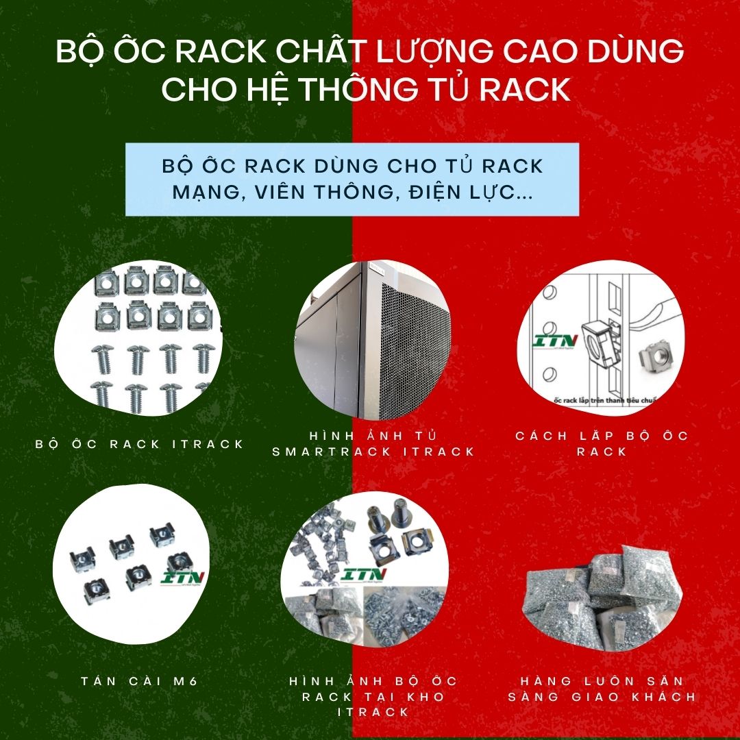 [BỊCH 50 BỘ] Ốc tủ Rack M6, ốc cài tủ rack, ốc lắp rack chuyên dụng, dùng cho tủ rack mạng, tủ công nghiệp, tủ viễn thông