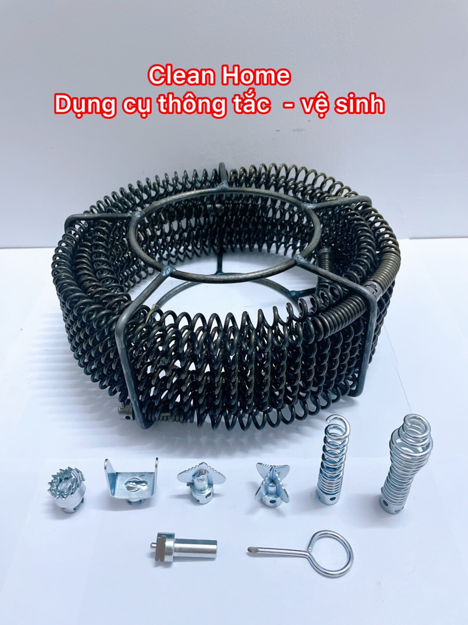 Dây thông tắc cống lò xo dùng máy khoan gồm