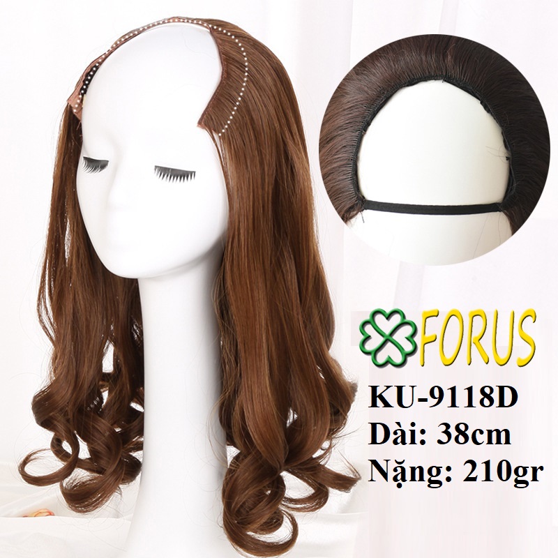 Tóc giả nữ kẹp u, kẹp tóc giả chữ u, kẹp 3/4 đầu ku-9118d, tóc giả nữ sỉ 130k