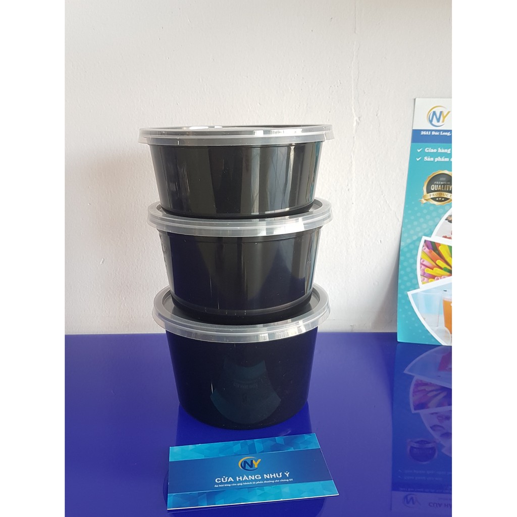 50 Hộp nhựa tròn Đen Microwave 600ml ( Thuận Lợi)