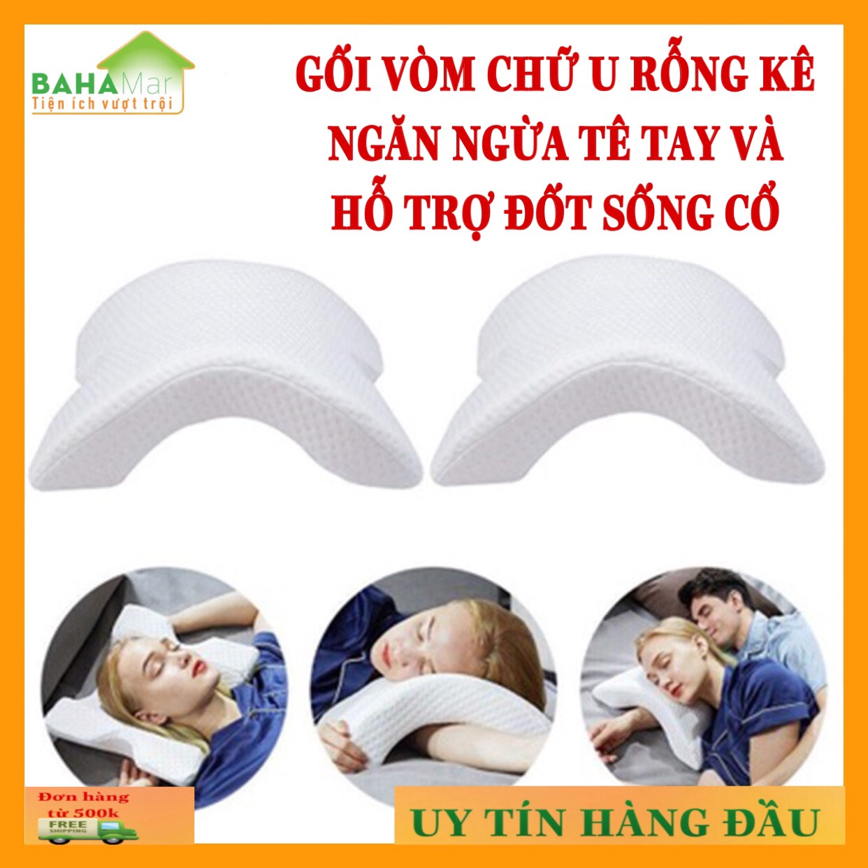 GỐI VÒM CHỮ U RỖNG KÊ NGĂN NGỪA TÊ TAY VÀ HỖ TRỢ ĐỐT SỐNG CỔ "BAHAMAR" dành cho các cặp đôi, vợ chồng khi ngủ có giấc ngủ ngon không bị tê tay. còn có thể dùng tựa lưng rất thoải mái dễ chịu