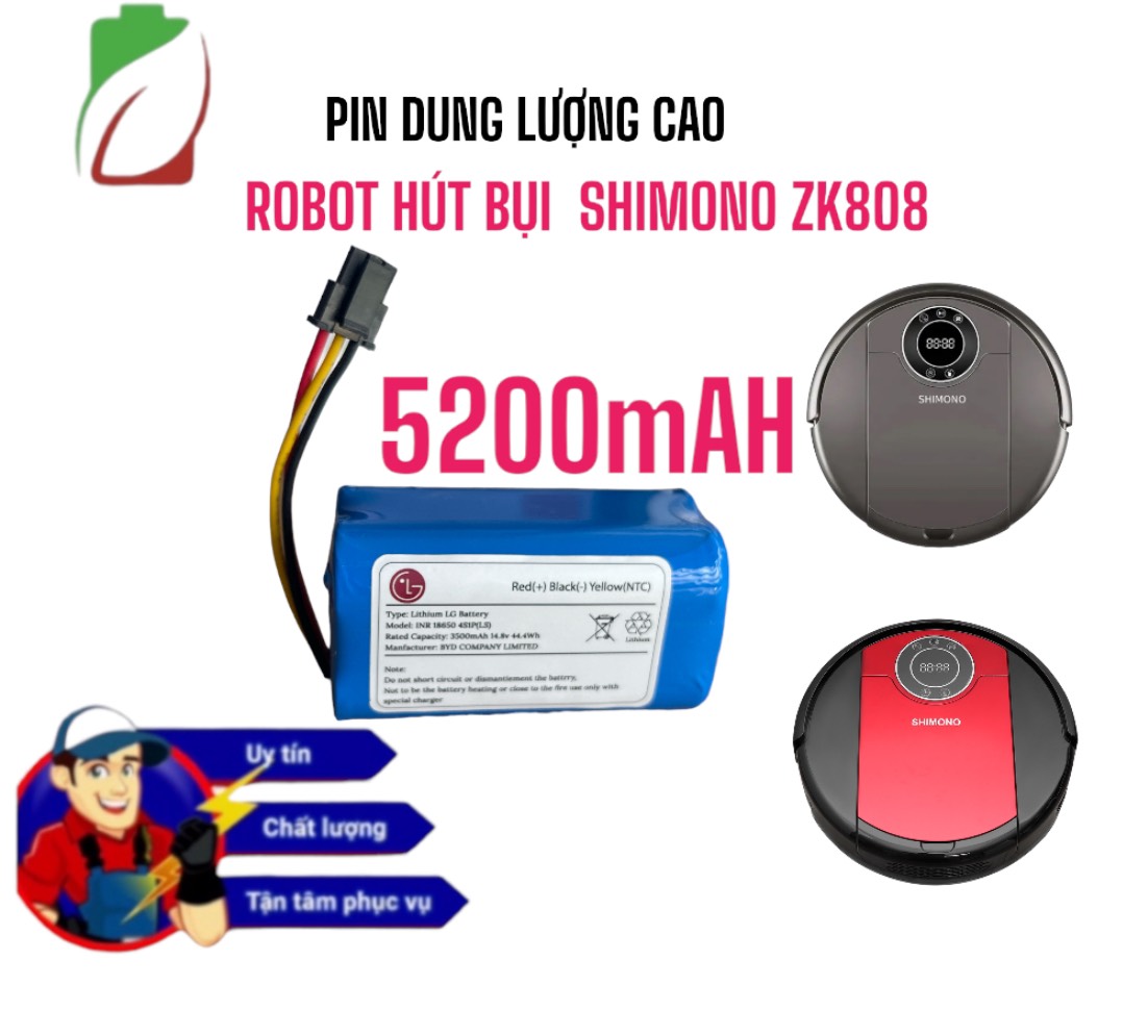 PIN ROBOT HÚT BỤI LIECTROUX ZK808 VÀ SHIMONO ZK808 DUNG LƯỢNG 5200MAH BẢO HÀNH 9 THÁNG CHÍNH HÃNG( NÂNG CẤP)
