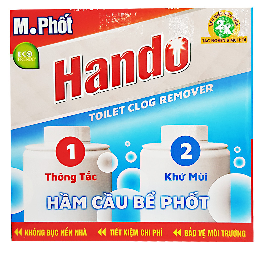 Bộ Thông tắc + Khử mùi hầm cầu M.phốt Hando 860g (2 chai)