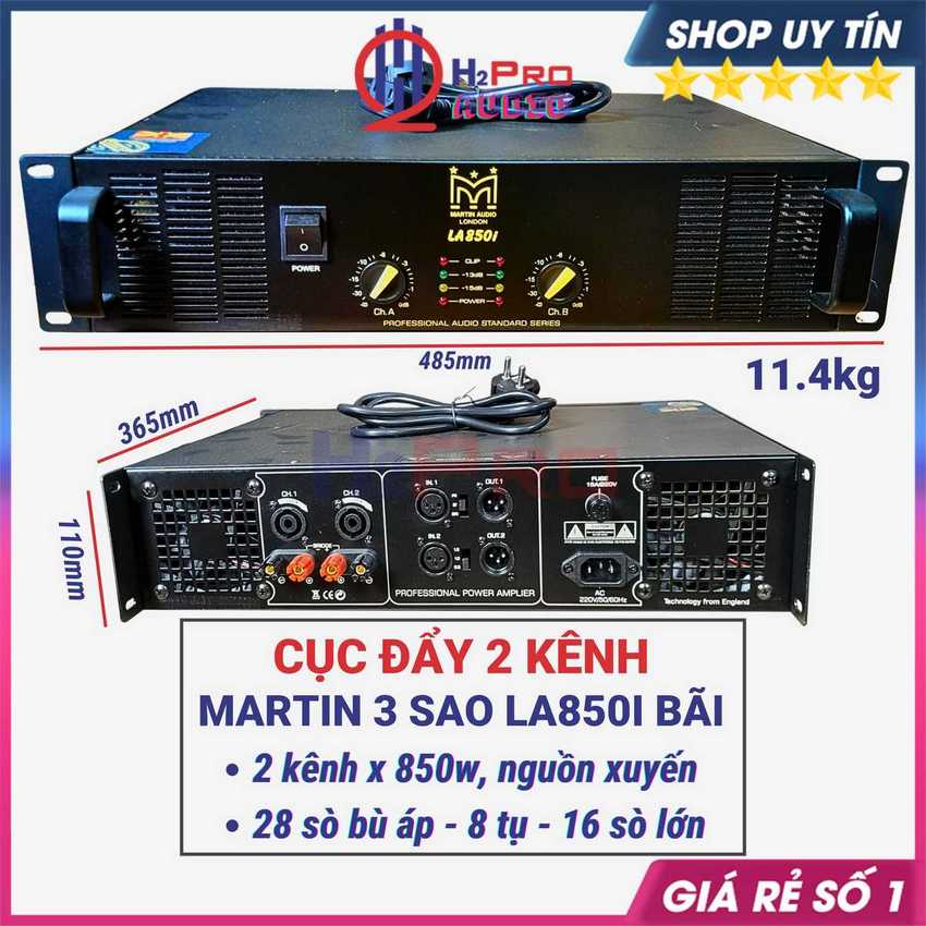  Cục Đẩy Công Suất 2 Kênh Martin La850I Hàng Bãi 2X850W 28 Sò Bù Áp 8 Tụ Lọc - 16 Sò Lớn Nguồn Xuyến - H2Pro Audio 