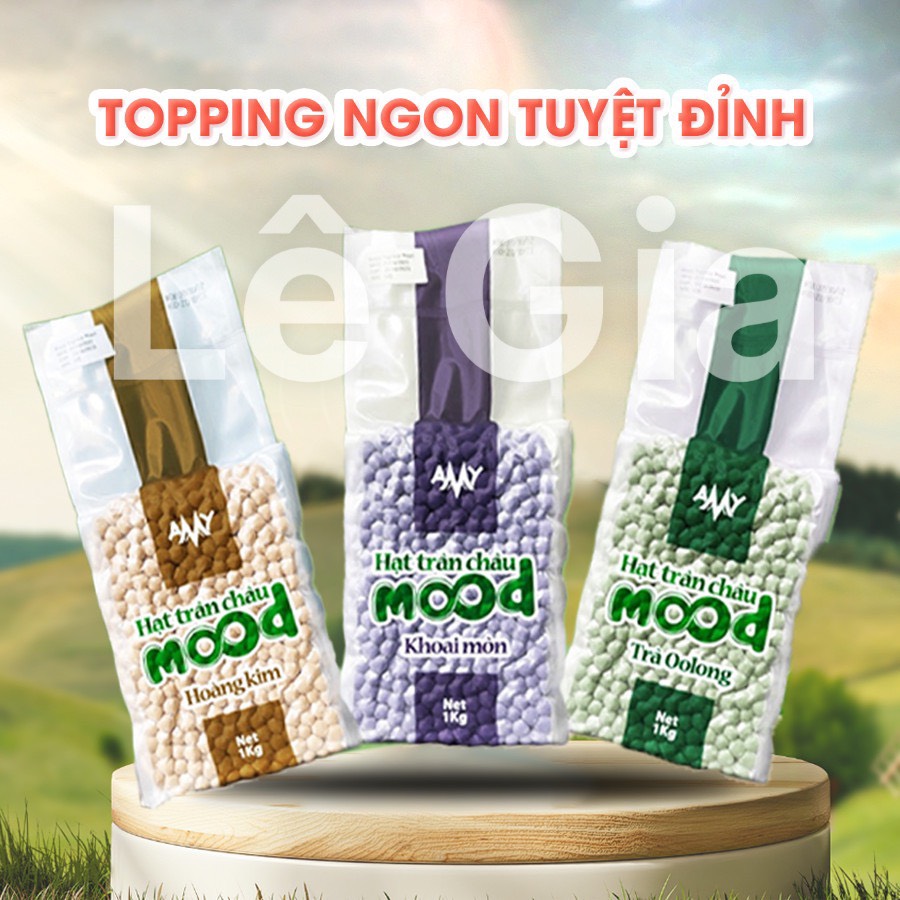 Trân Châu Mood Túi 1kg hương khoai môn hoàng kim ôlong Hạt dai dẻo thơm màu đẹp Topping cho trà sữa siêu ngon