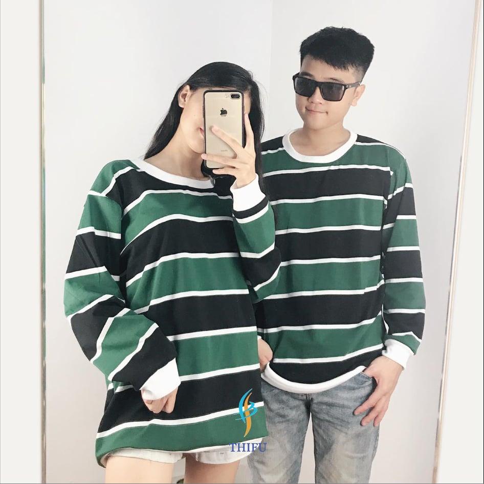 ÁO THUN SỌC TAY DÀI CẶP ĐÔI NAM NỮ VẢI COTTON DÀY MỊN SIÊU ĐẸP
