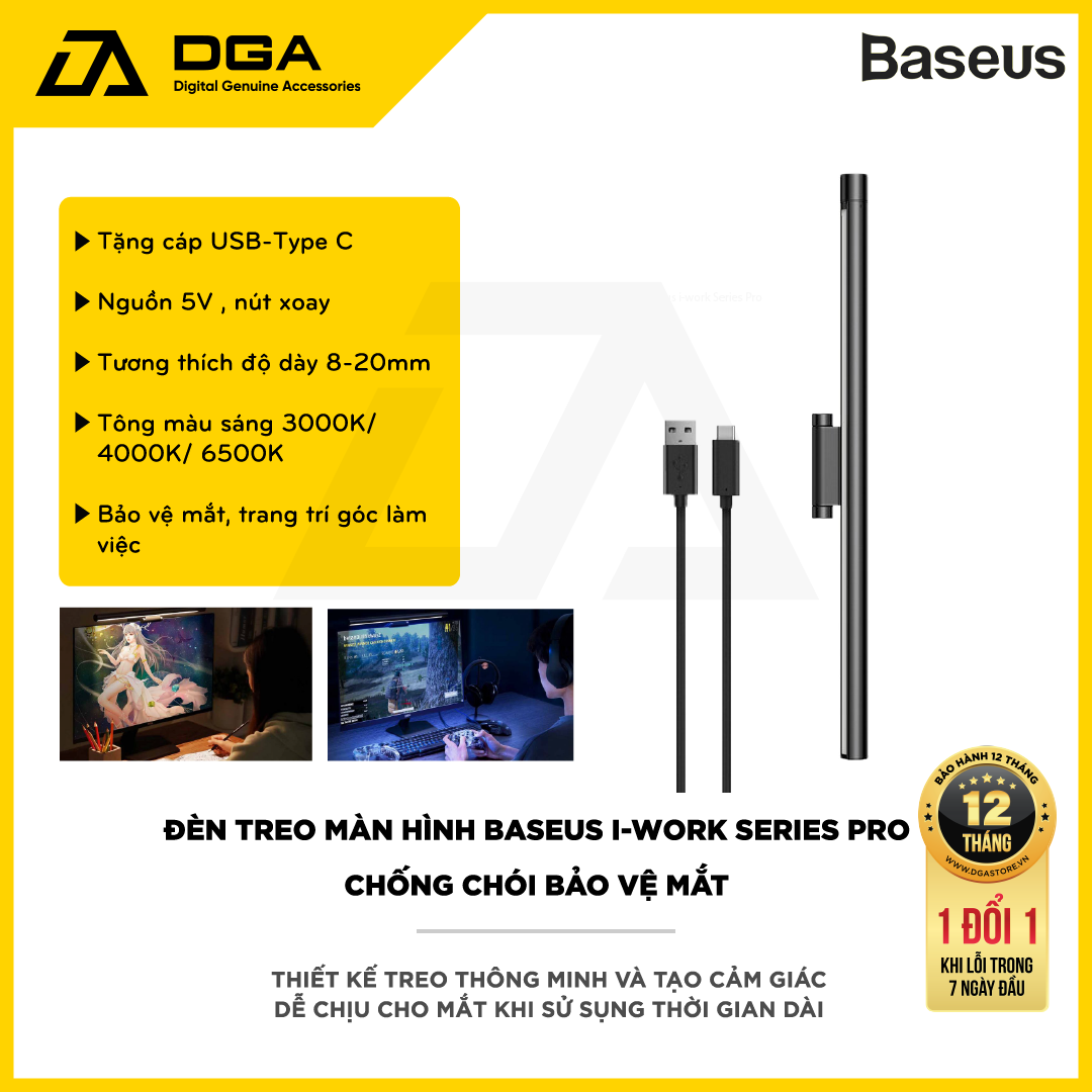 Đèn treo màn hình chống chói bảo vệ mắt Baseus i-work Series Pro