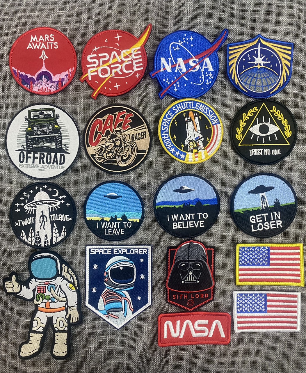 Bộ sưu tập tem dán patch velcro hook loop chủ đề Vũ trụ Space NASA hãy để tôi yên tĩnh, tôi muốn rời khỏi nơi đây