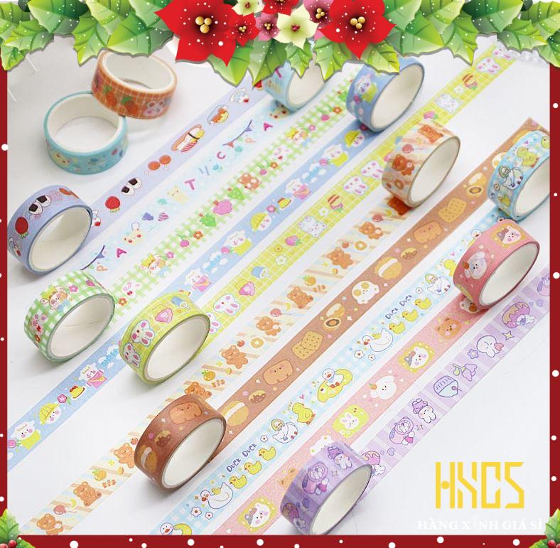Cuộn băng keo giấy trang trí washi tape - sp tự chụp, cuộn washi hxsg trang trí decor sổ