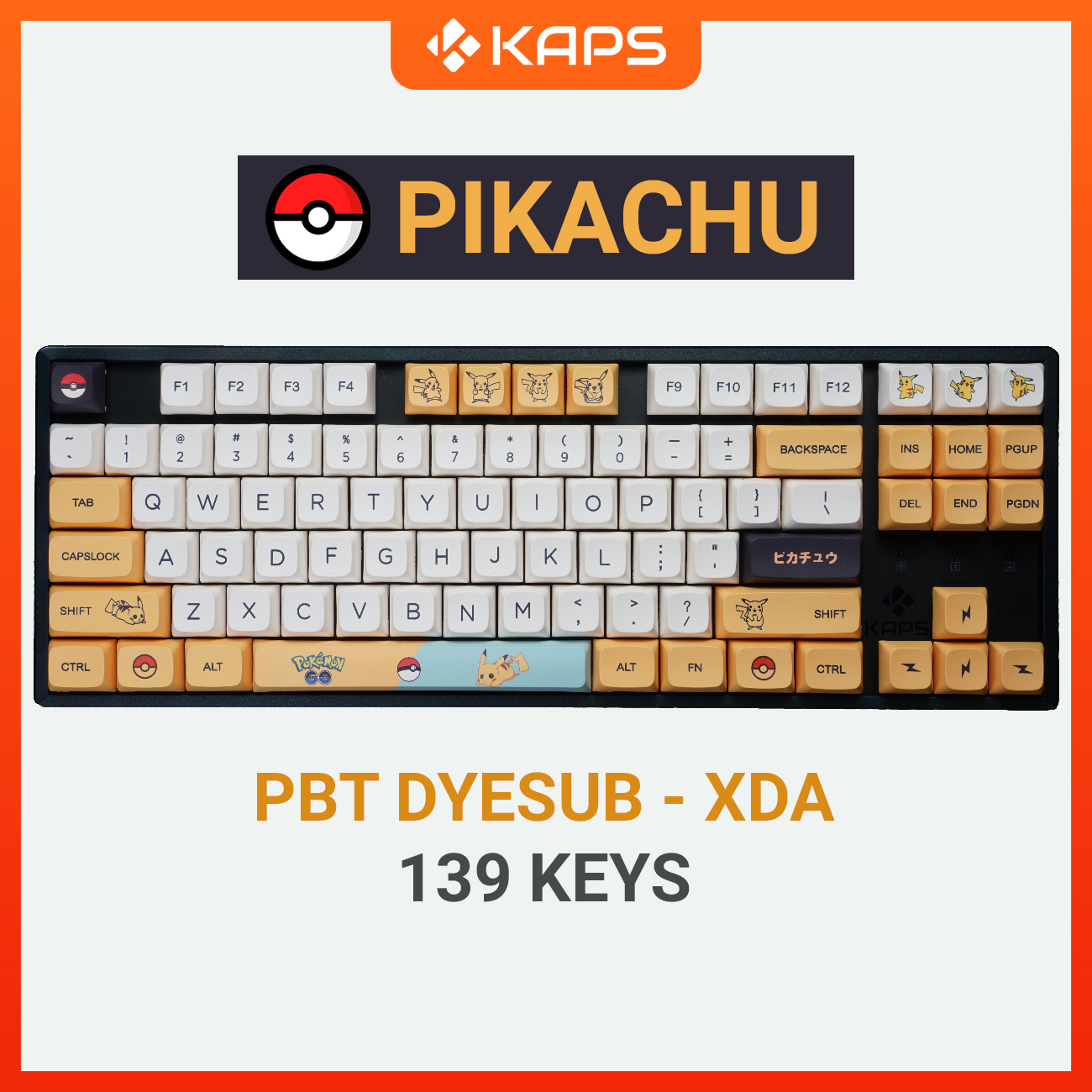 Keycap Pikachu Anh, song ngữ Anh-Nhật PBT profileXDA in dyesub 139 nút cho bàn phím cơ layout 108/104/98/87/84/75/68/64/61