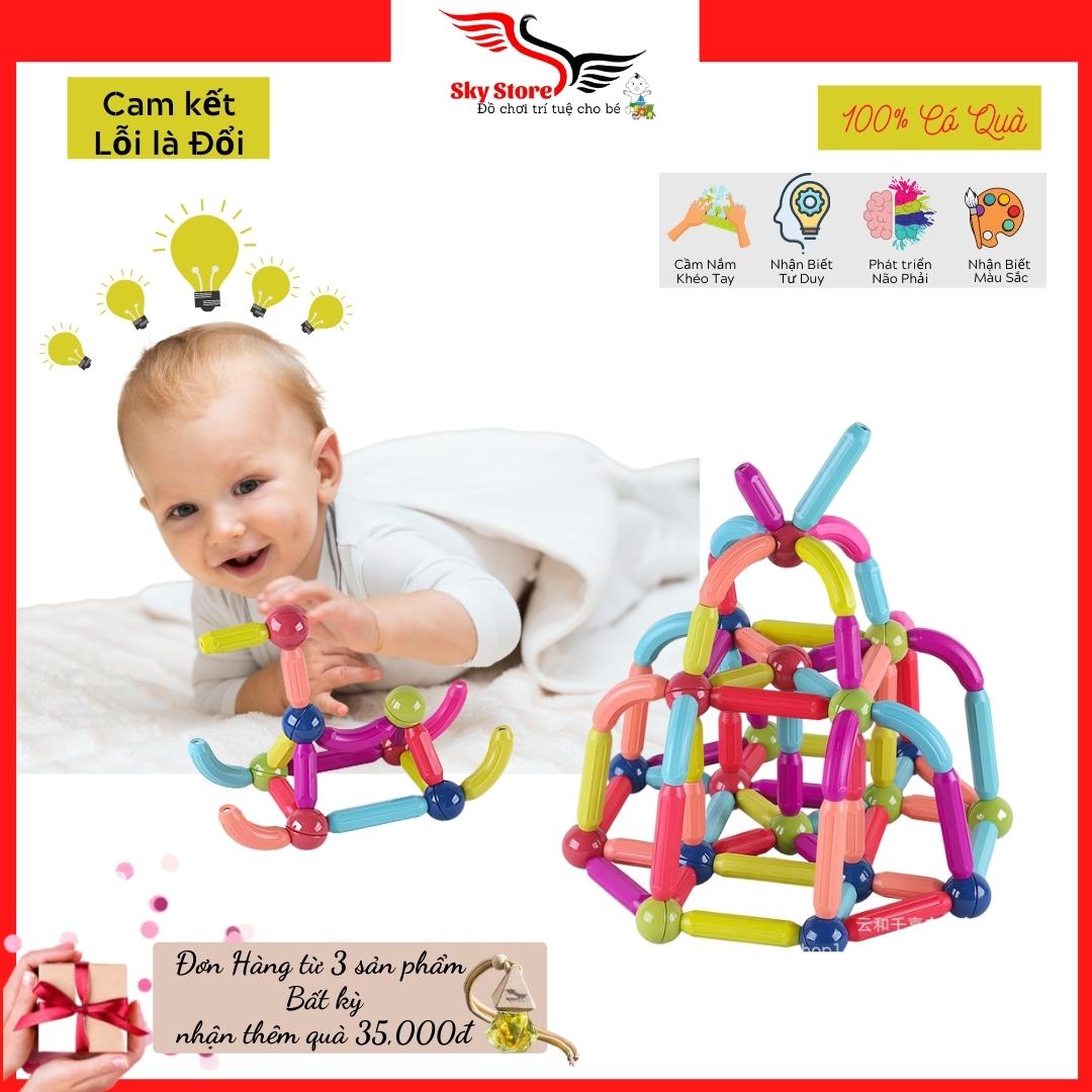 Đồ chơi trí tuệ cho bé Bộ lego khối xếp hình nam châm thông minh cho bé từ 2 3 4 5 tuổi, món quà cho bé giúp rèn luyên tư duy sáng tạo phát triển kỹ năng toàn diện - Sky Store