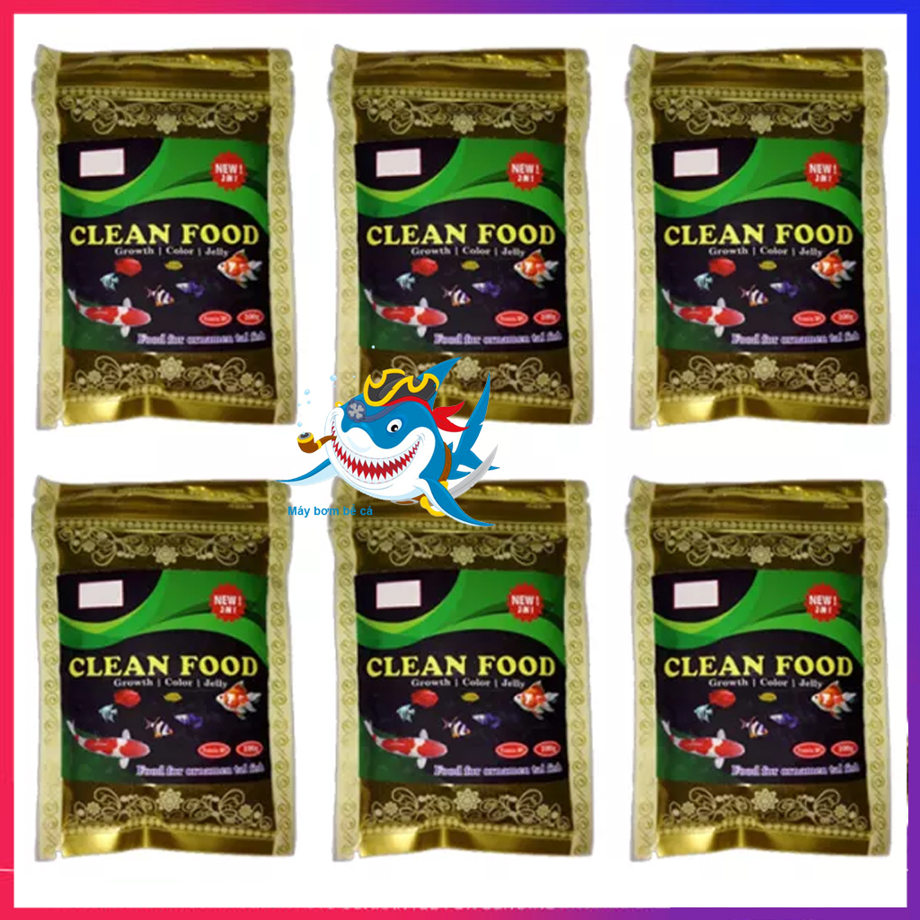 Bộ 6 gói Thức ăn cho cá CleanFood size 0.5mm hạt nổi, siêu dinh dưỡng, giúp cá lớn nhanh, màu đẹp, phát triển mạnh, phù hợp mọi loại cá cảnh,cá kiểng... Hàng nhập khẩu