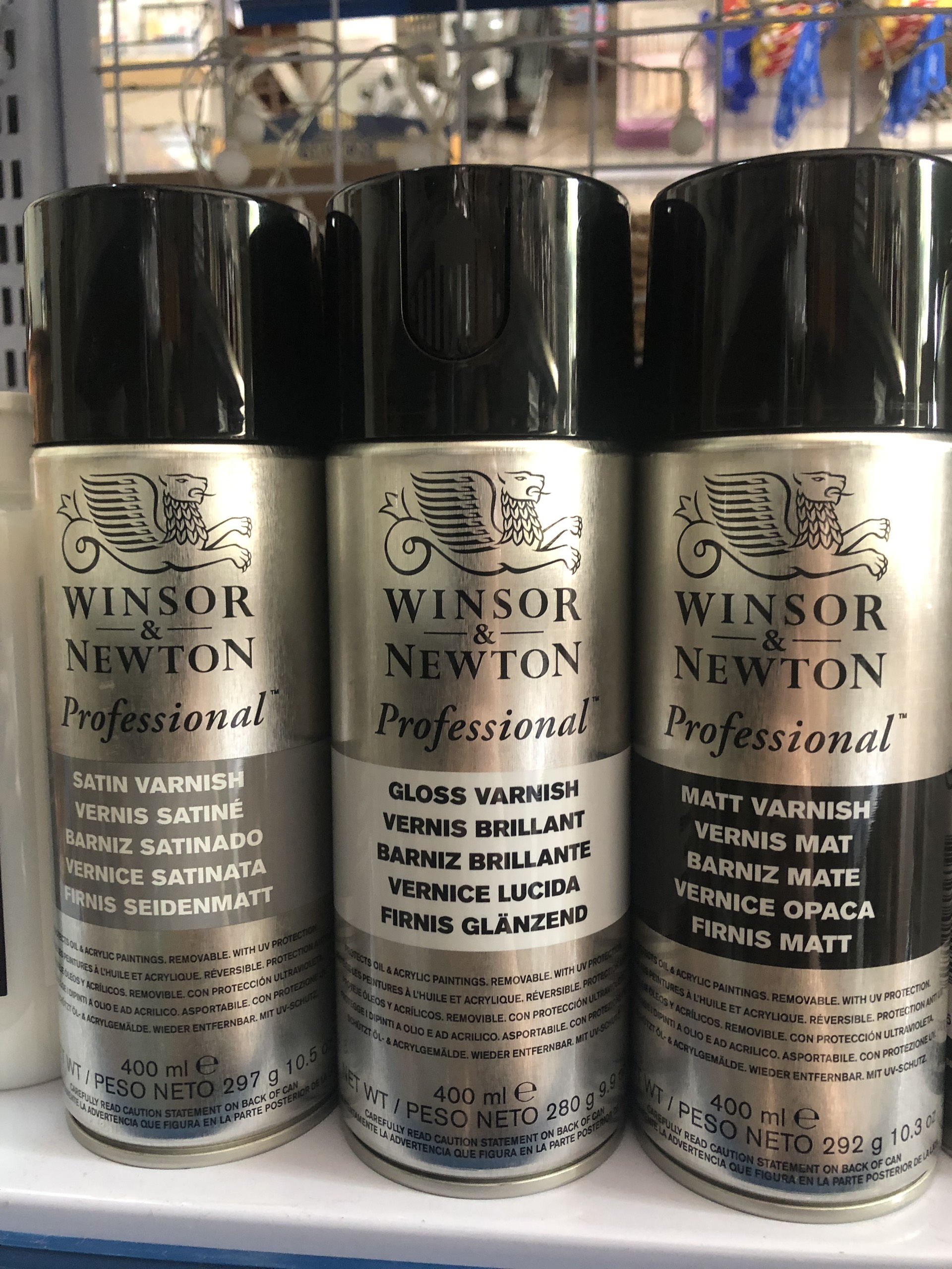 Winsor & Newton Professional Gloss or Satin Varnish Spray, 400ml