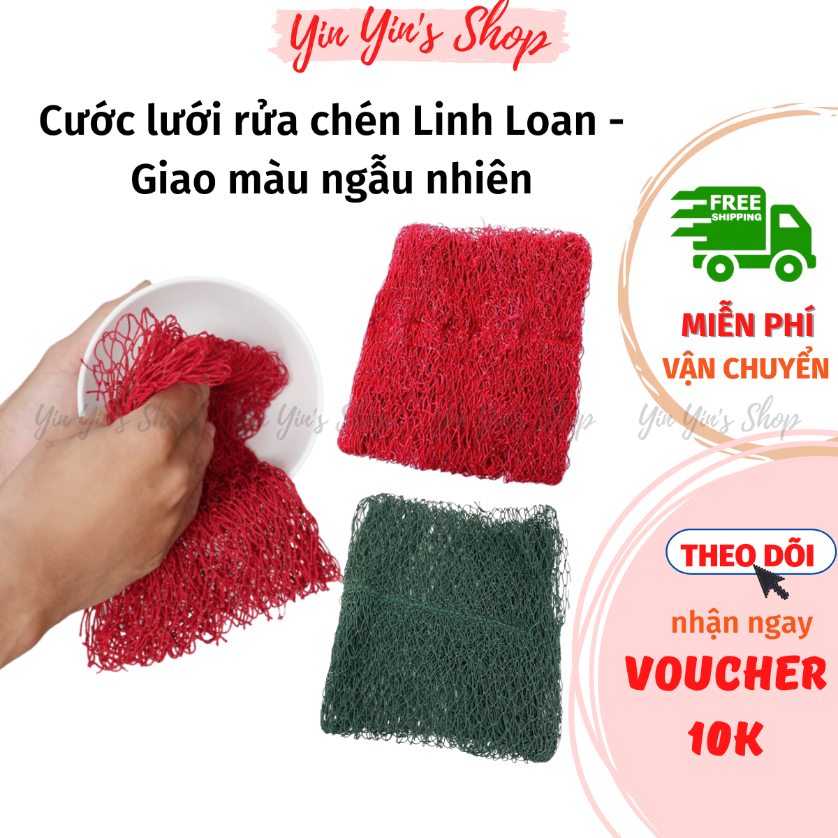 Miếng cước lưới rửa chén đĩa, chùi xoong nồi cao cấp linh loan- giao màu ngẫu nhiên