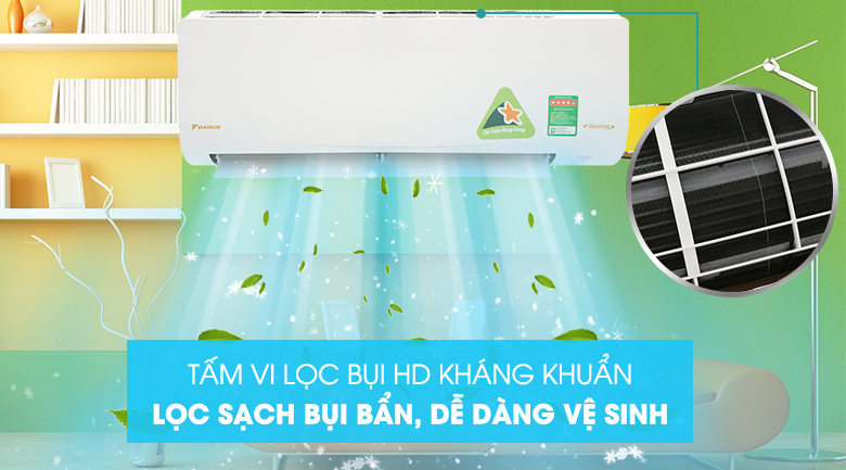 Tấm lọc vi bụi kháng khuẩn - Máy lạnh Daikin Inverter 2 HP FTKQ50SAVMV