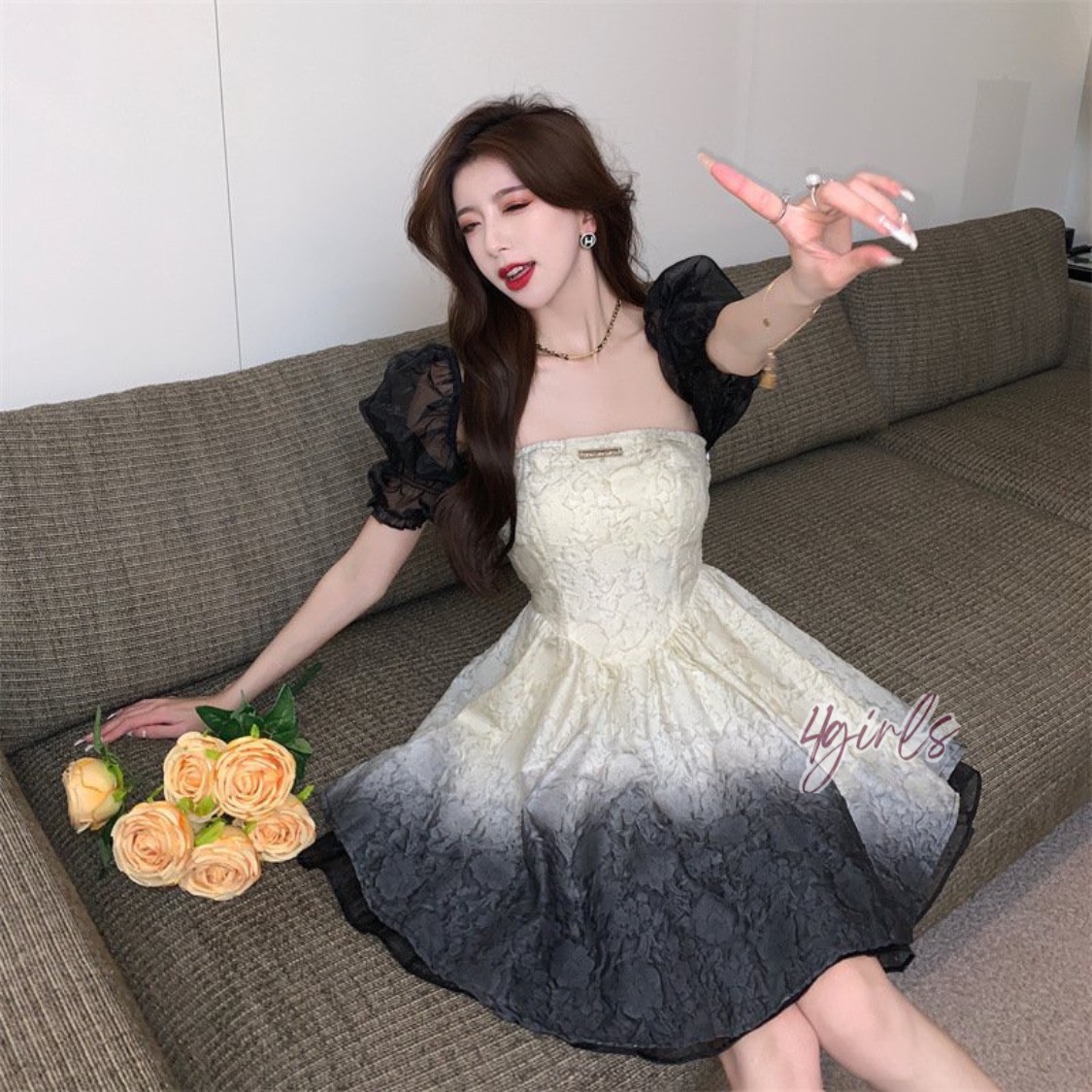 Váy hàn quốc thiên nga đen