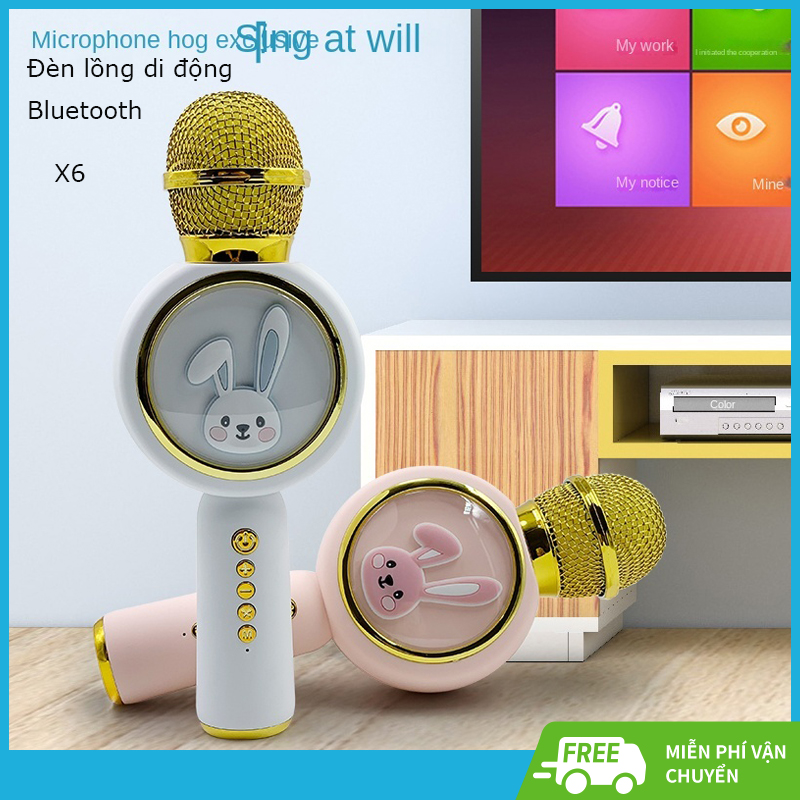 micro karaoke không dây chống hú/Hot Giảm Mic Hát karaoke kết nối Bluetooth không dây X6 micro không dây micro karaoke bluetooth micro không dây bluetooth Đèn Led theo nhạc Tương thích Bluetooth với Bluetooth