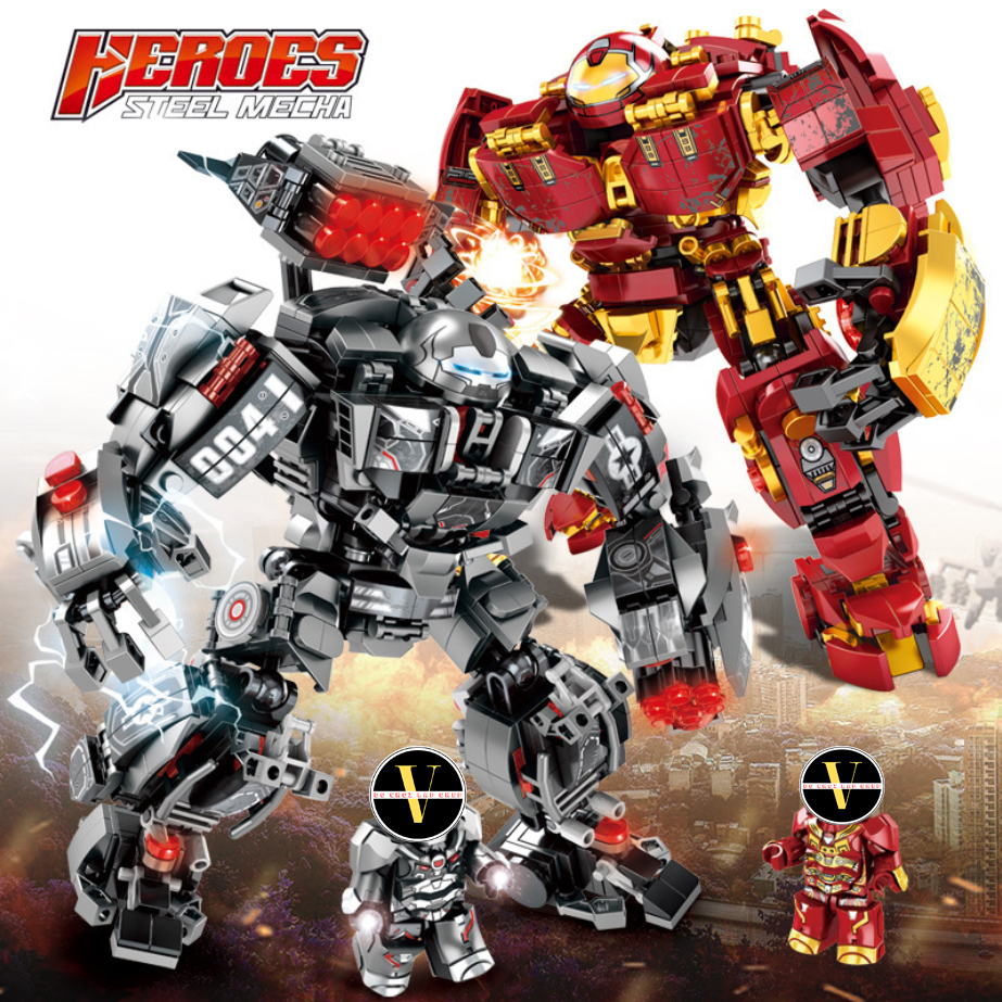 [Hoàn Tiền 10%][632 Chi Tiết] Bộ Đồ Chơi Lắp Ghép Xếp Hình Robot IronMen, Mô Hình Người Sắt, Oto Biến Hình, Robot Biến Hình Iron Men
