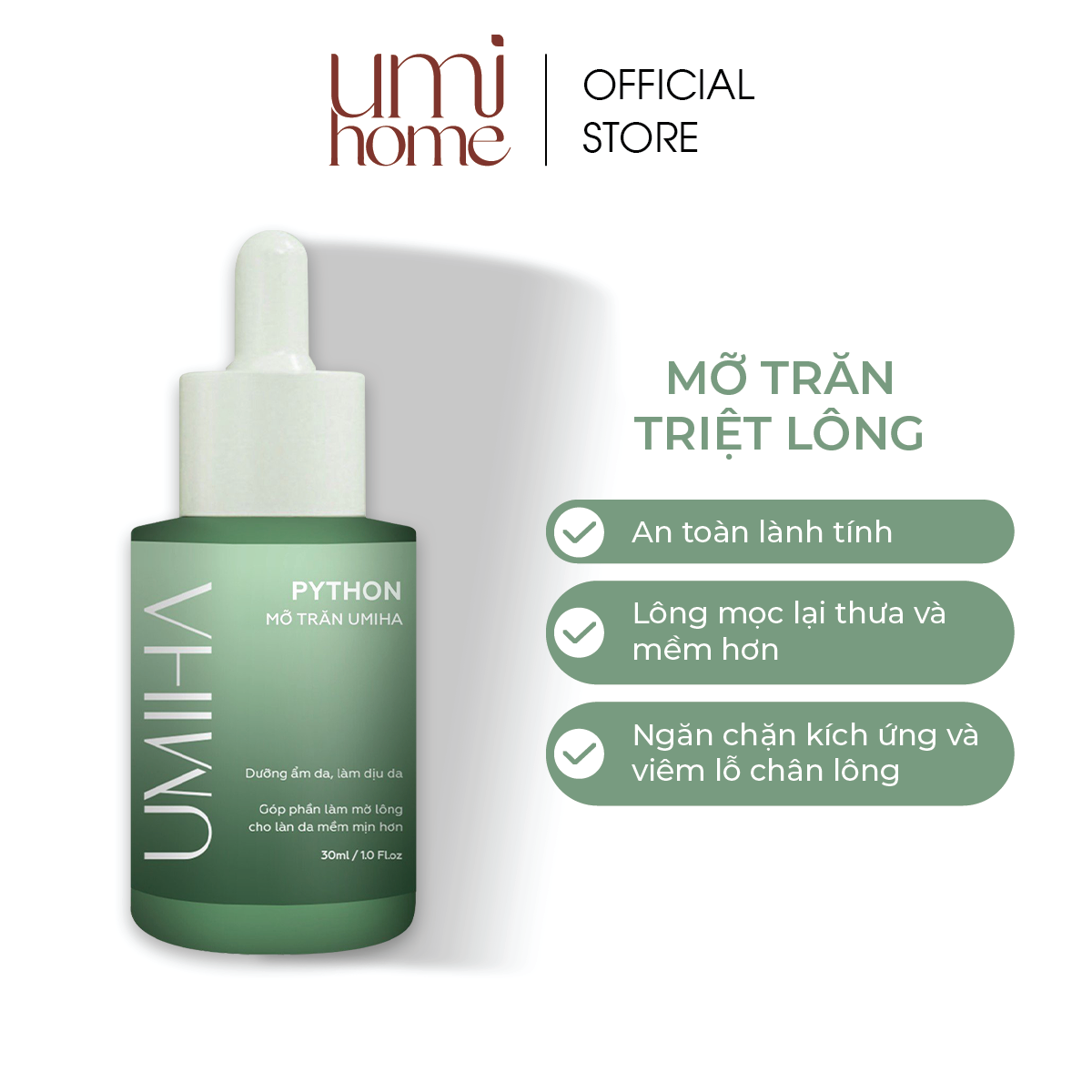 Mỡ trăn triệt lông Bikini, Vùng kín, Chân, Tay, Nách, Ngực, Bụng, Body 30ML UMIHA an toàn hiệu quả