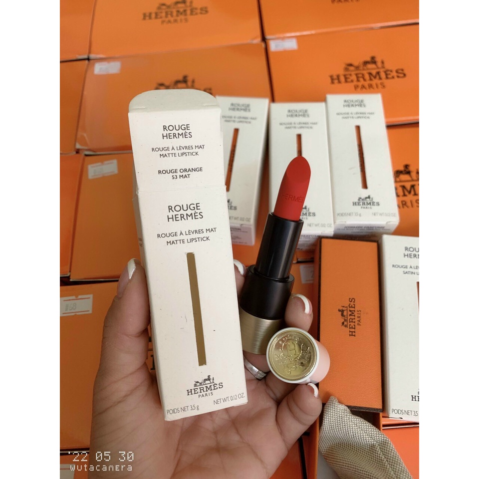 Son hermesmatte màu 53 rouge orange – đỏ cam - hàng test sân bay