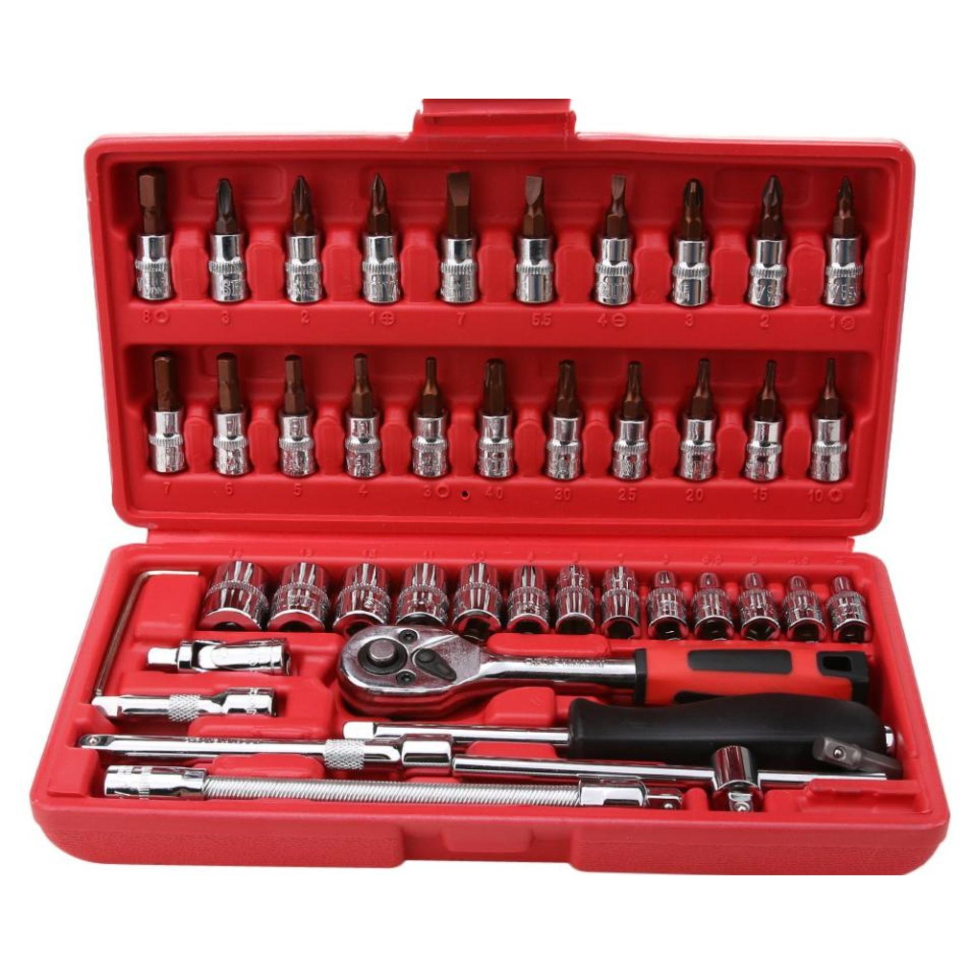Bộ dụng cụ mở ốc, vít sửa chữa đa năng 46 chi tiết - Hộp đựng sản phẩm bằng nhựa cứng gọn gàng, tiện dụng, tránh thất lạc phụ kiện
