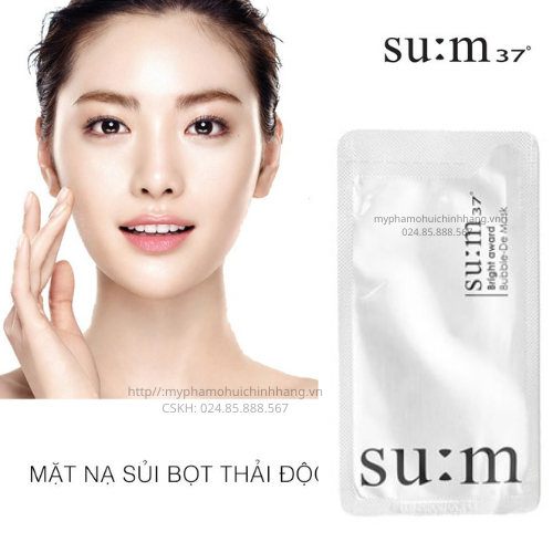 Xả hàng giá sỉ Combo 30 Gói Mặt nạ Su:m37 Bright Award Bubble-De Mask sủi bọt thải độc trắng da Sum37