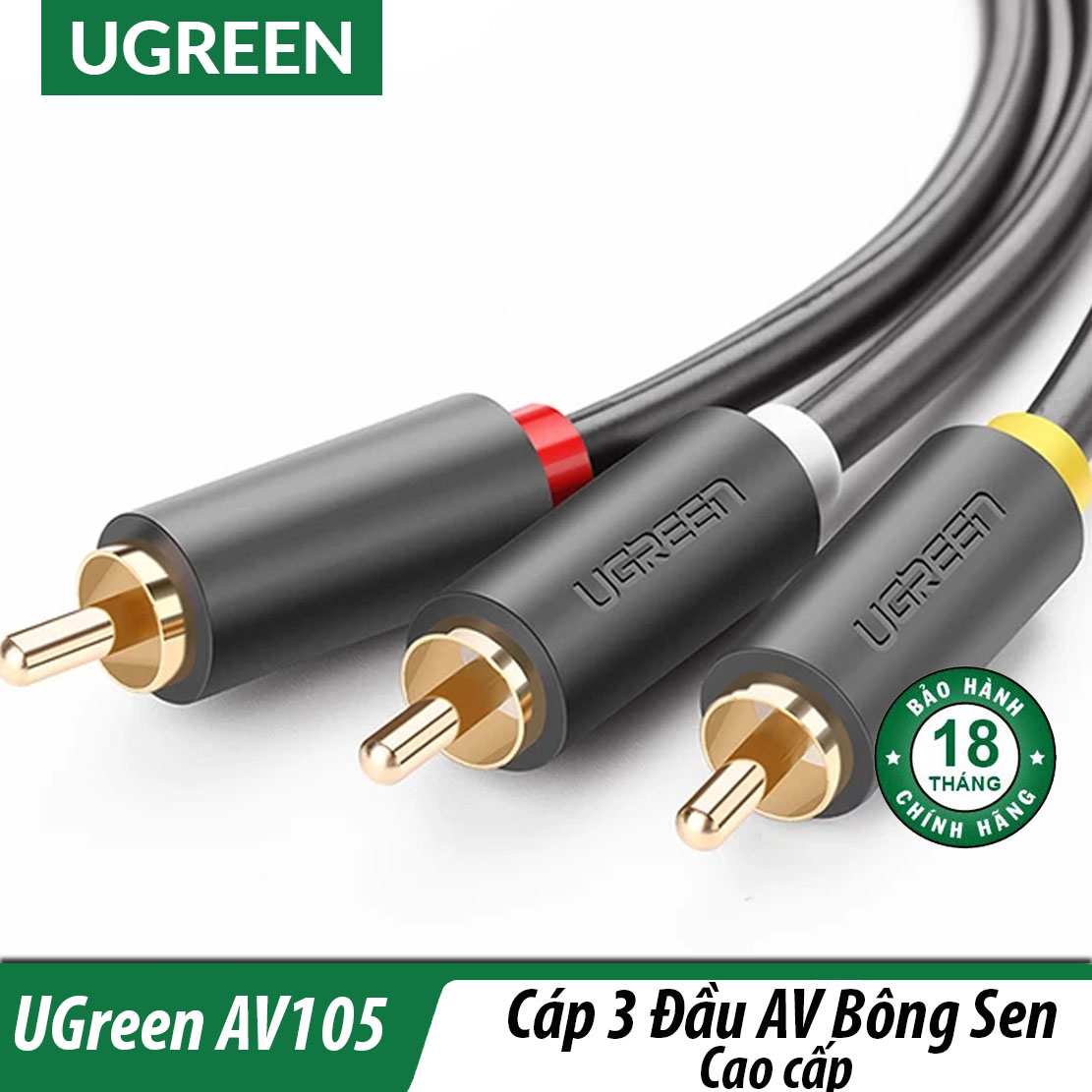 Dây av 3 đầu hoa sen cao cấp ugreen av105 - bh 18t chính hãng