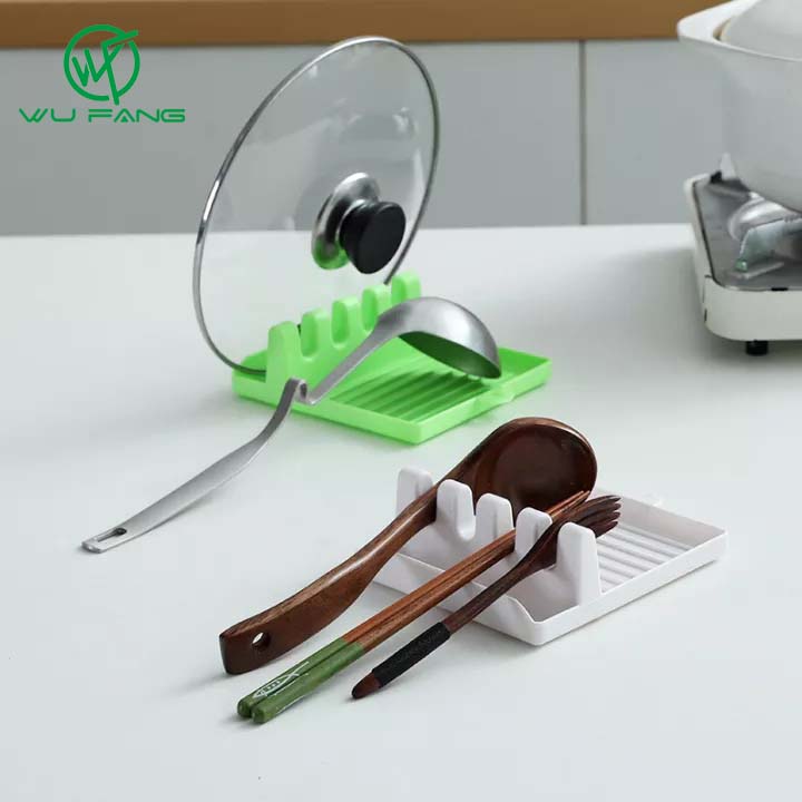 Giá đỡ nắp nồi và muỗng múc đa chức năng có chất liệu ABS chống trượt với 2 màu sắc tự chọn dùng trong nhà bếp - INTL